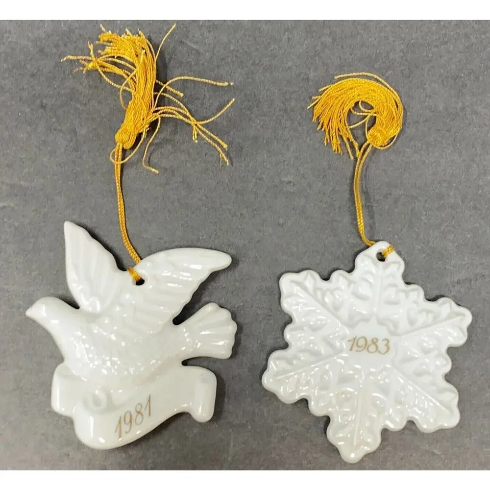 VTG Avon White Ceramic Dove Snowflake Ornament Set 1981 1983 Japan ChristmasM